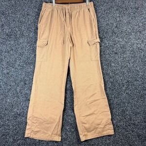 Sanctuary‎ Cargo Pants Wide Leg Tan Drawstring Elastic Waist Women Size L